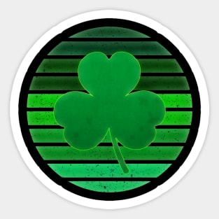 St. Patrick's Day Clover Retro Sunset Design Sticker